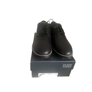 Eileen Fisher Black Milo Leather Oxford Lace Up Shoes Size 11 New in Box